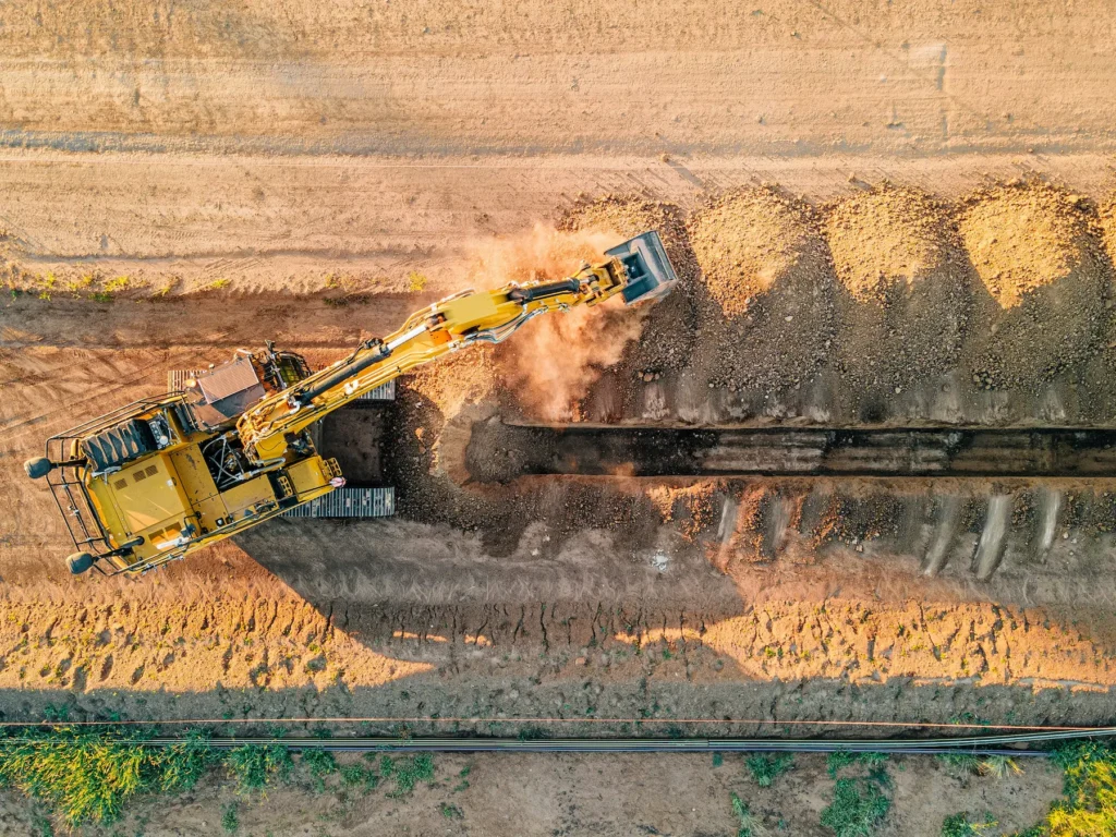 Utility trench excavation for underground residential services