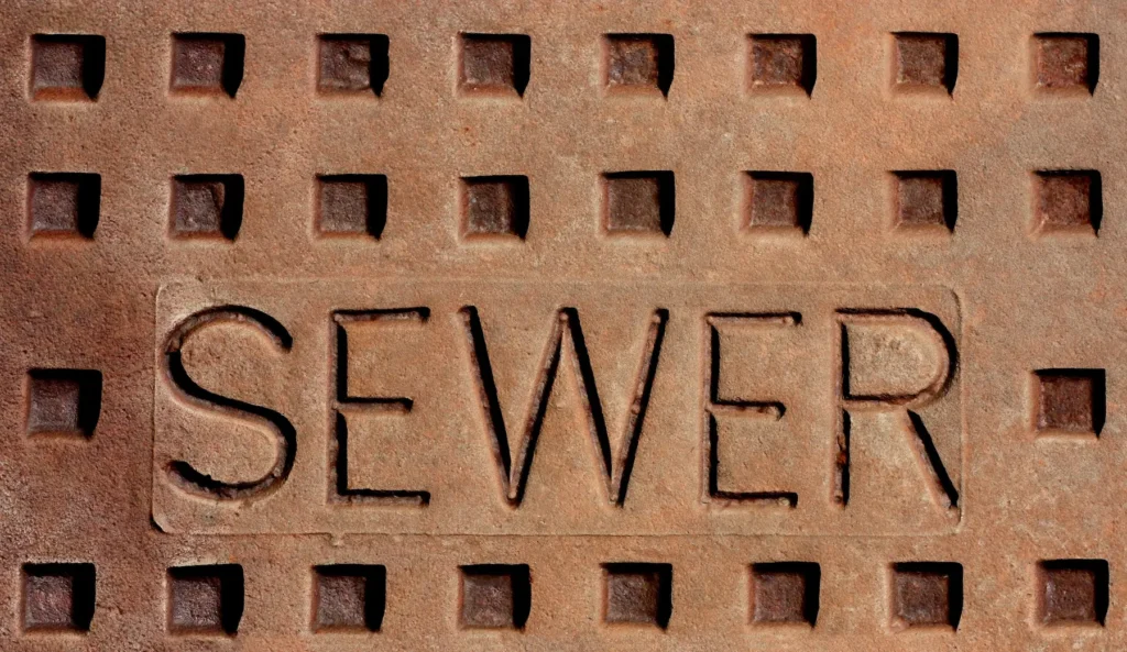 Sewer access cover for sewer line excavation and repair services in Kelowna, BC